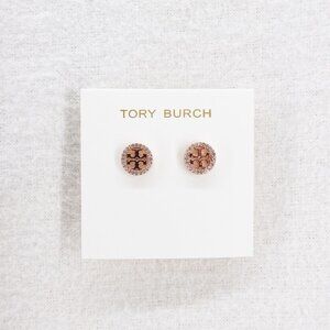 Tory Burch Miller Pavé Stud Earrings Rose Gold/Crystal OS